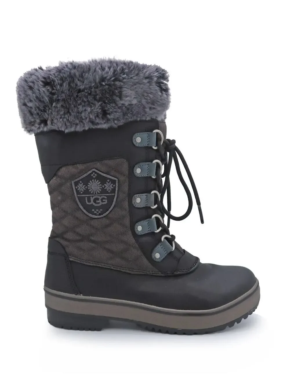 UGG Brynn Tall Leather Sheepskin Lined Lace-Up Boots- 7 NWOT